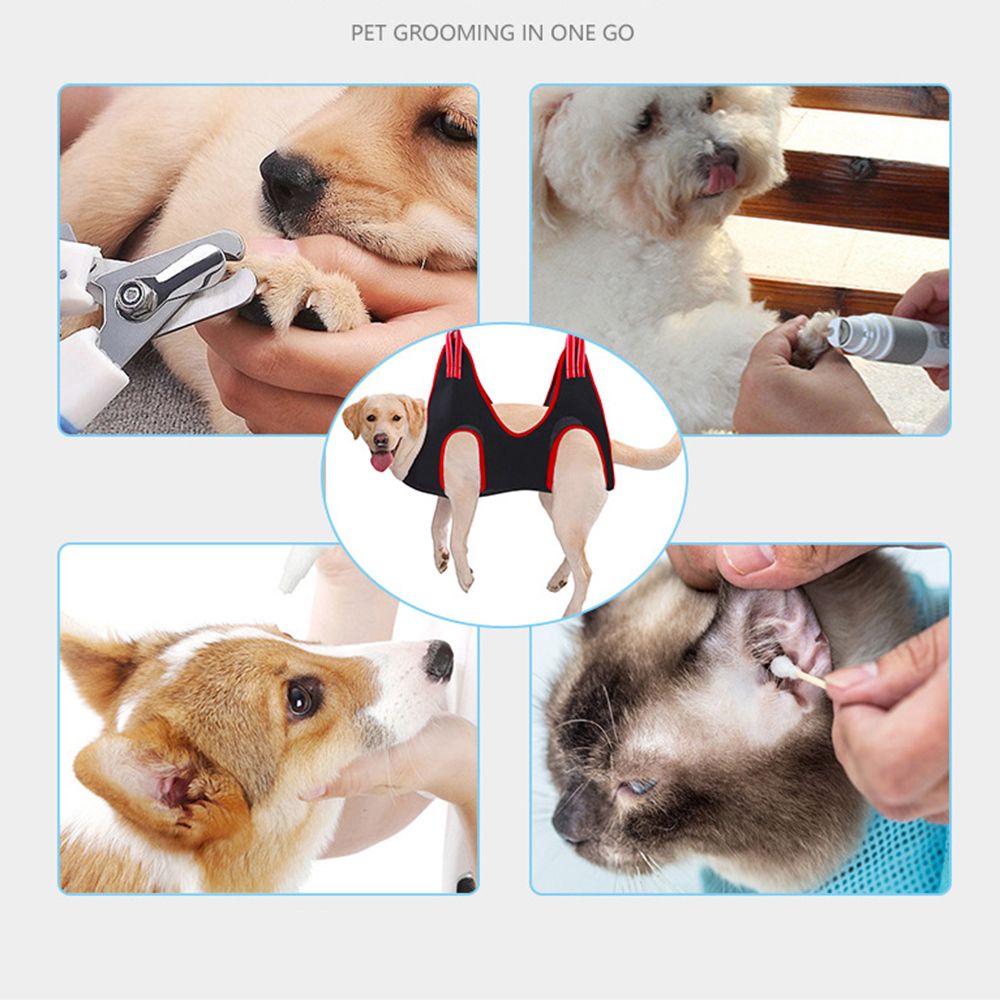Puppy Dogs Cat Grooming Hammock Harness Dog Hammock Restraint Bag With Nail Clippers/Trimmer Nail File Ear/Eye Care Pet Supplies-Black Set