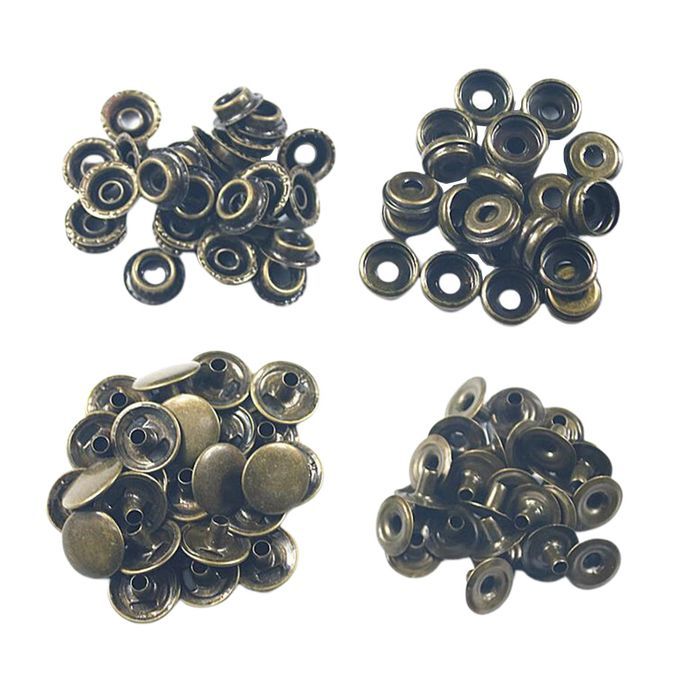 50x Snap Fasteners Press Stud Buttons For Leather Jacket Jeans Brass