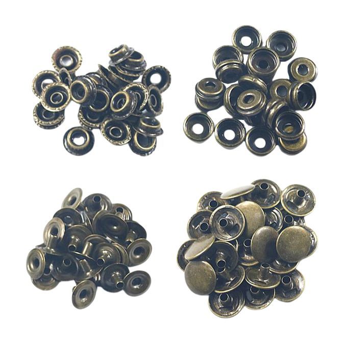 50x Snap Fasteners Press Stud Buttons For Leather Jacket Jeans Brass