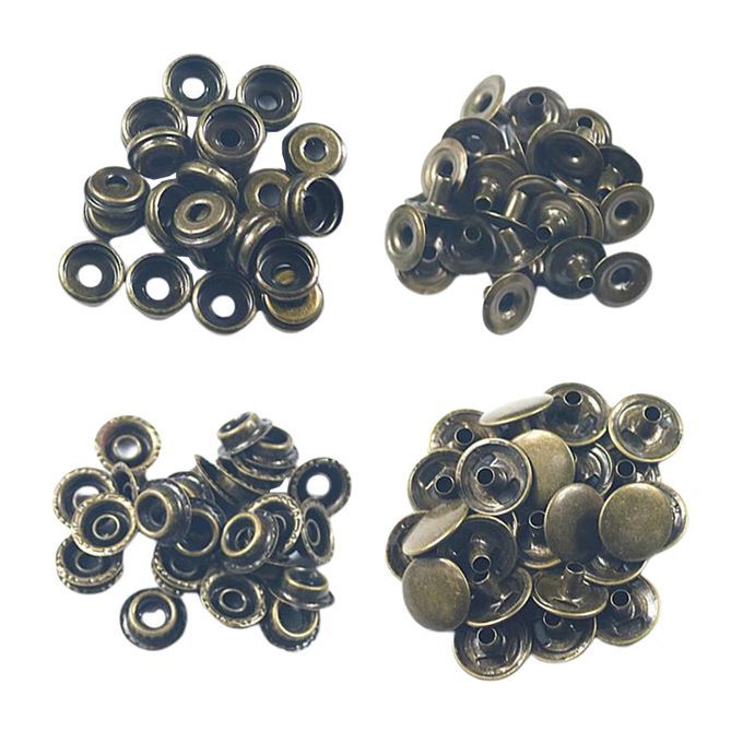 50x Snap Fasteners Press Stud Buttons For Leather Jacket Jeans Brass
