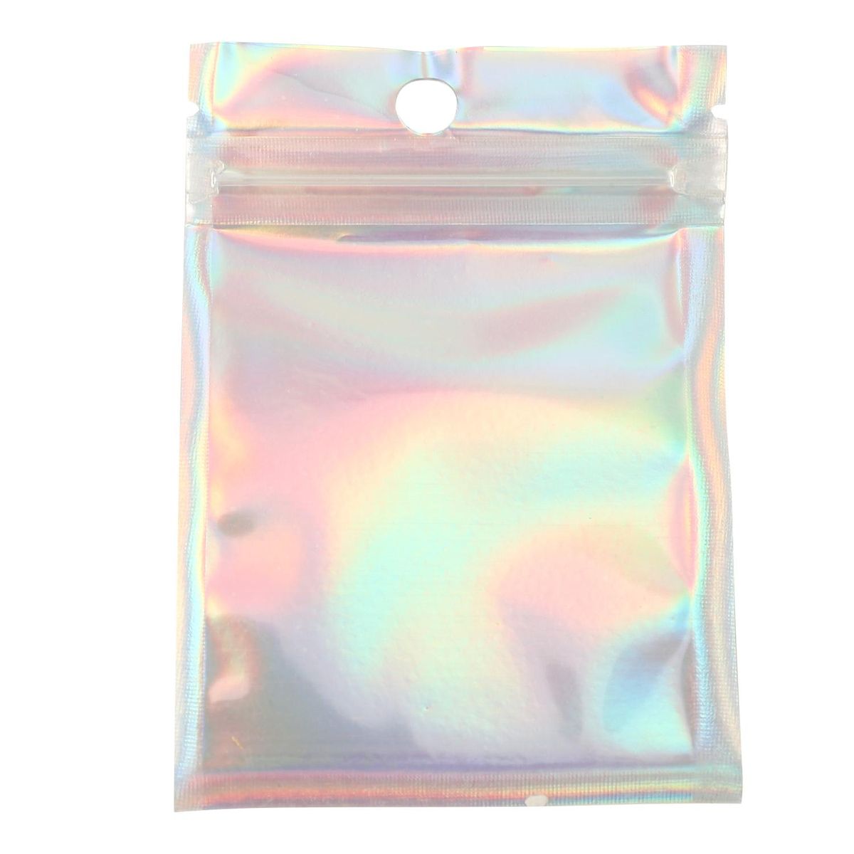 200 Pieces Resealable Smell Proof Bags Foil Pouch Bag Flat Zipper Closure Bag for Party Favor Food Storage Holographic Color 275 x 4 Inch