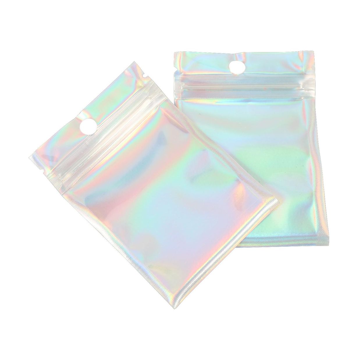 200 Pieces Resealable Smell Proof Bags Foil Pouch Bag Flat Zipper Closure Bag for Party Favor Food Storage Holographic Color 275 x 4 Inch