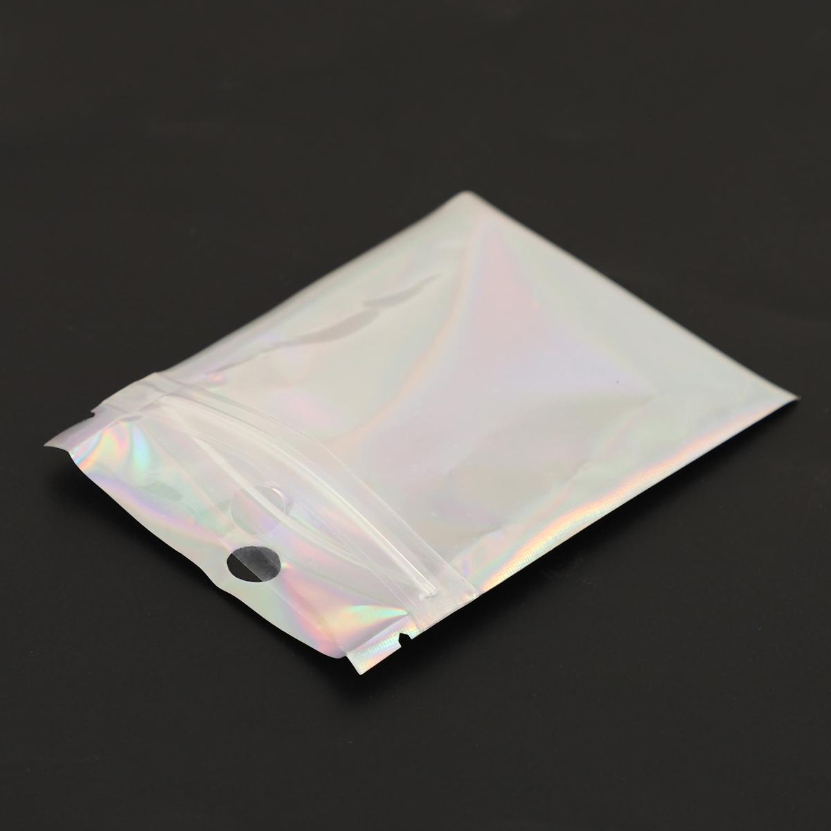 200 Pieces Resealable Smell Proof Bags Foil Pouch Bag Flat Zipper Closure Bag for Party Favor Food Storage Holographic Color 275 x 4 Inch