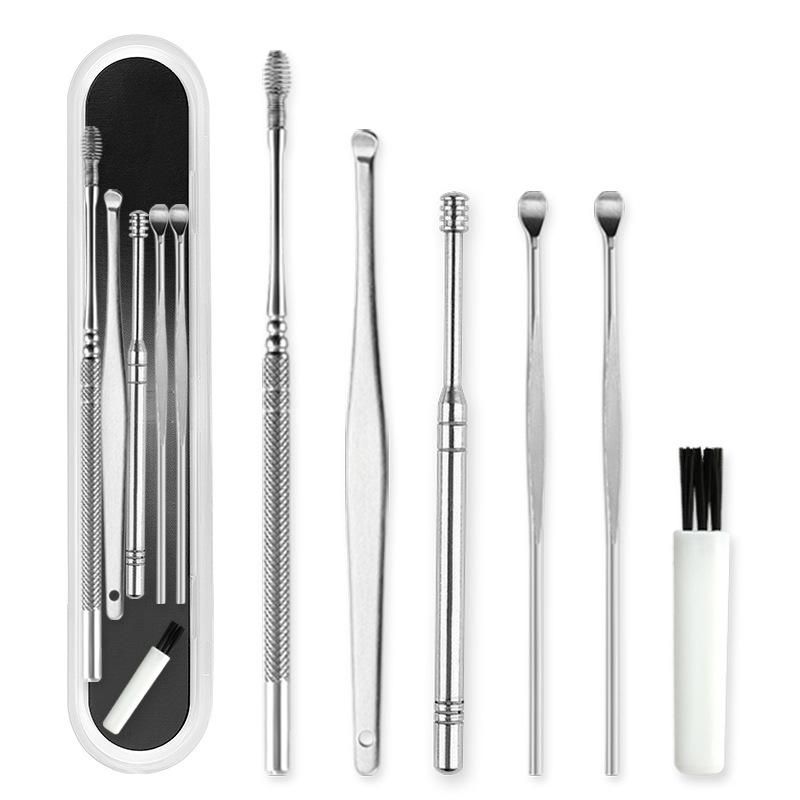 6Pcs Ear Pick Cleaning Set Health Care Tool Ear Wax Remover Cleaner Curette Kit
