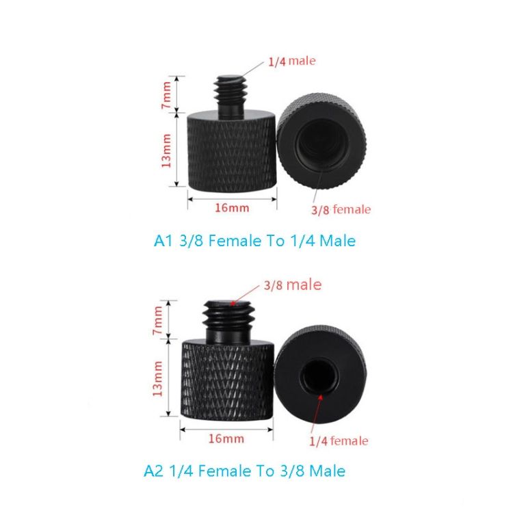 10 PCS Screw Adapter 3/8 Female To 1/4 Male  Screw(Black)