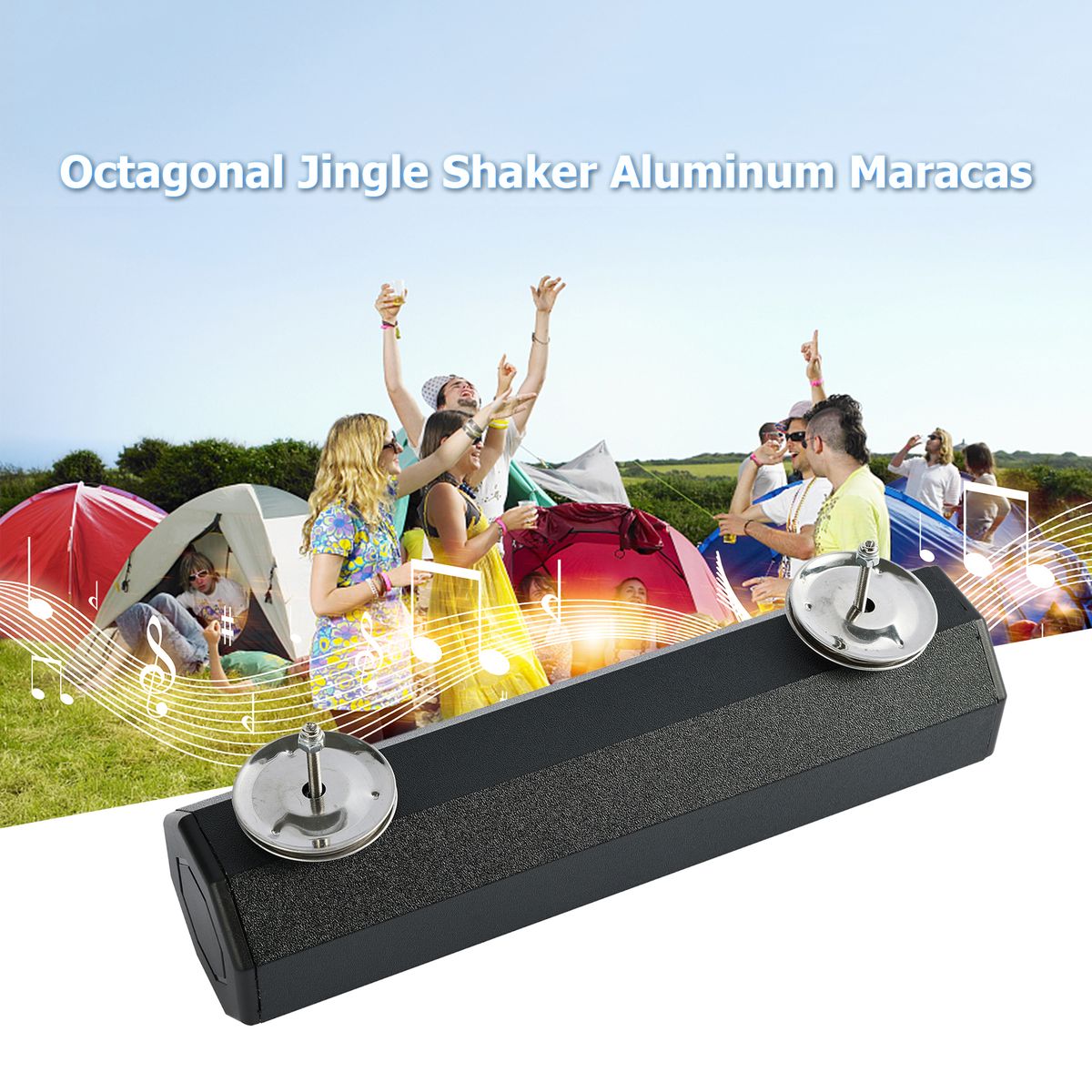 Octagonal Jingle Shaker Aluminum Maracas With Jingle Bells