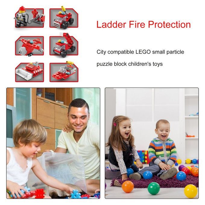 Fire Fighting 6in1 Tru Ks Tank Navy Boat Building Blo Ks  Hildren Toys-8612-7
