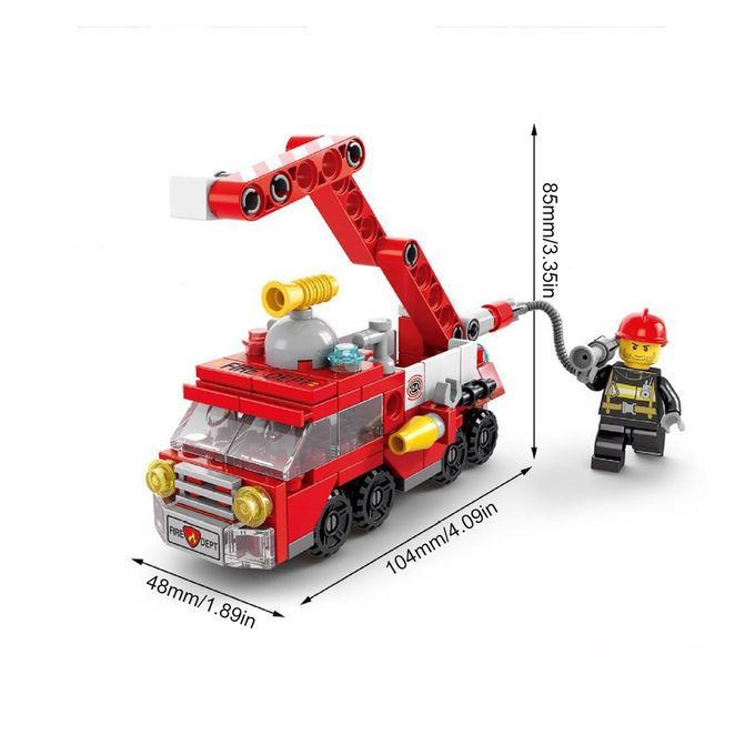 Fire Fighting 6in1 Tru Ks Tank Navy Boat Building Blo Ks  Hildren Toys-8612-7