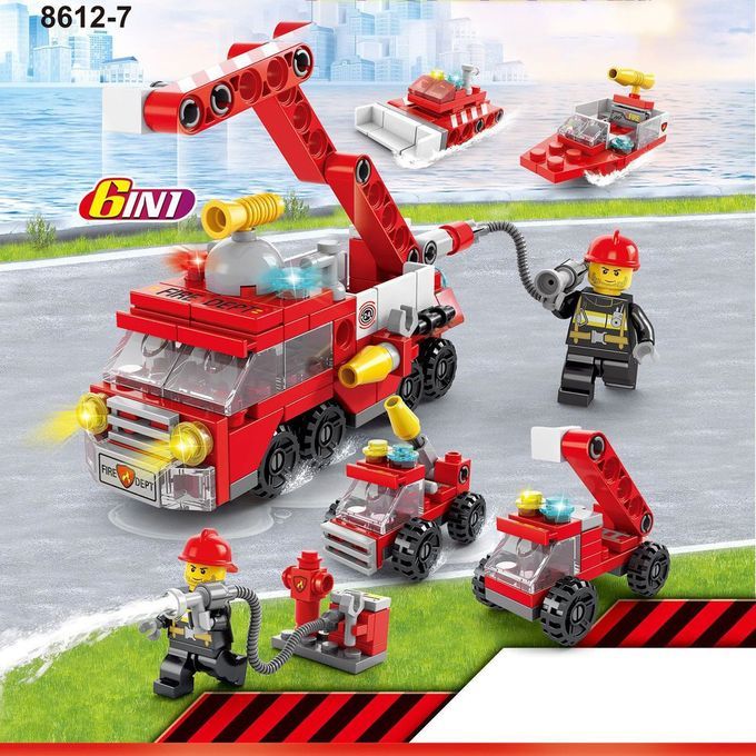 Fire Fighting 6in1 Tru Ks Tank Navy Boat Building Blo Ks  Hildren Toys-8612-7