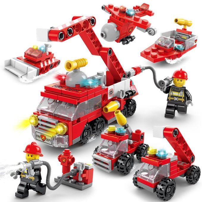 Fire Fighting 6in1 Tru Ks Tank Navy Boat Building Blo Ks  Hildren Toys-8612-7