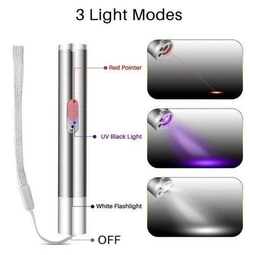 3 in 1 Rechargeable Cat Laser Pointer Toy USB Power Cat Training Torch UV lights