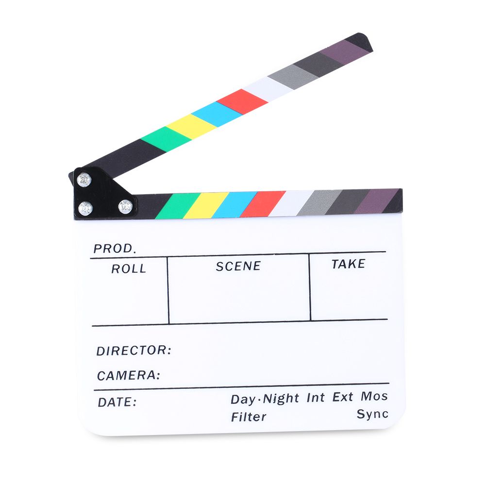 Acrylic Plastic 10x8/25x20cm Dry Erase Director's Film Clapboard Cut Action Scene Clapper Board Slate With Color Sticks