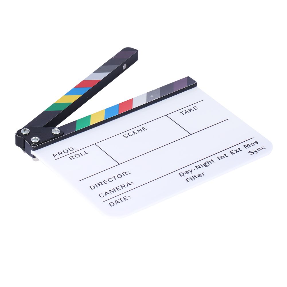 Acrylic Plastic 10x8/25x20cm Dry Erase Director's Film Clapboard Cut Action Scene Clapper Board Slate With Color Sticks
