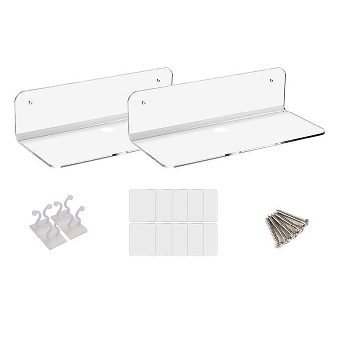 2Pcs Acrylic Floating Wall Rack Small Display Shelf For Wireless Clear
