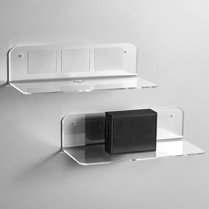 2Pcs Acrylic Floating Wall Rack Small Display Shelf For Wireless Clear
