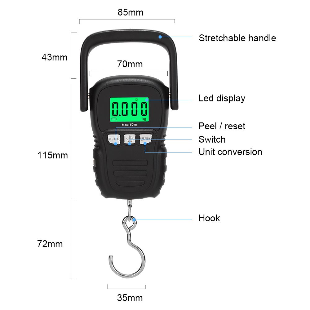 50kg Mini Portable Electronic Scale LED Screen With