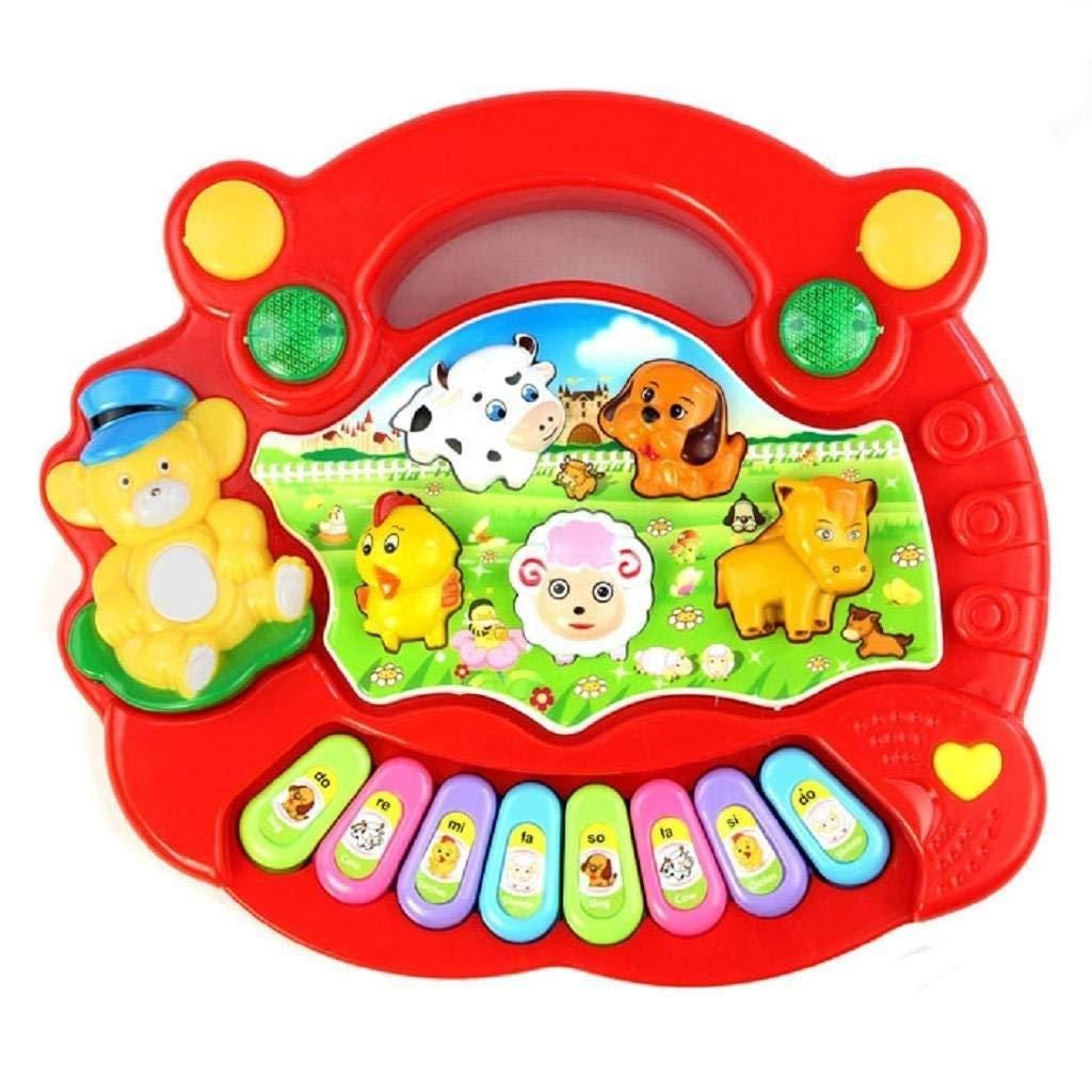 Early Education 1 Year Olds Baby Toy Animal Farm Piano Music Developmental Toys Baby Musical Instrument for Children & Kids Boys and Girls Red