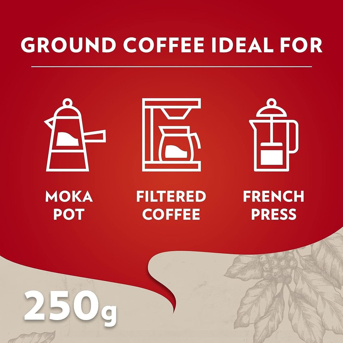 Rossa Espresso Ground Coffee, 12 Packs Of 250g