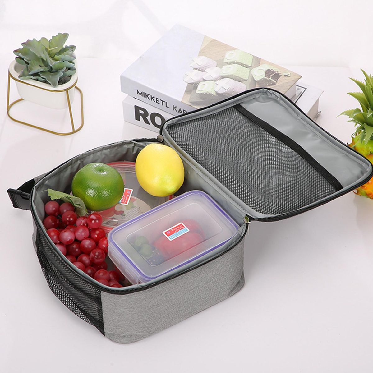 Insulation Bags Practical Multicolor Insulated Bag Grey & White