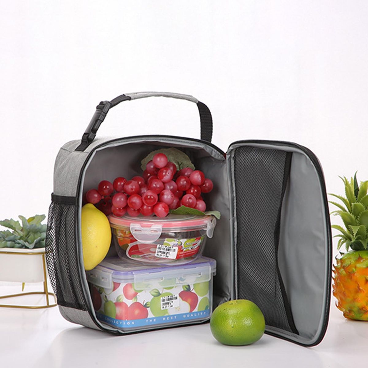 Insulation Bags Practical Multicolor Insulated Bag Grey & White