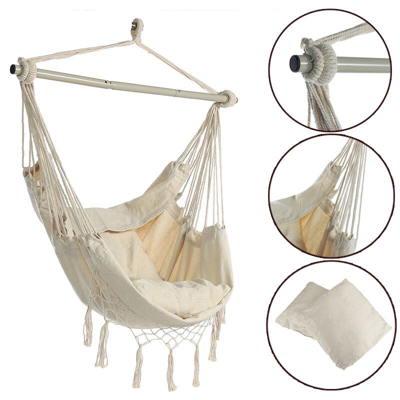 Garden Camping Swing Hammock Canvas Bed Lightweight Outdoor Travel Hang Chair 1pc Chair+Stick