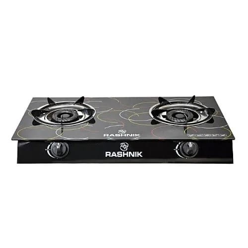 Rashnik Double Burners Glass Top Gas Cooker
