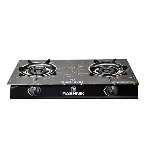 Rashnik Double Burners Glass Top Gas Cooker