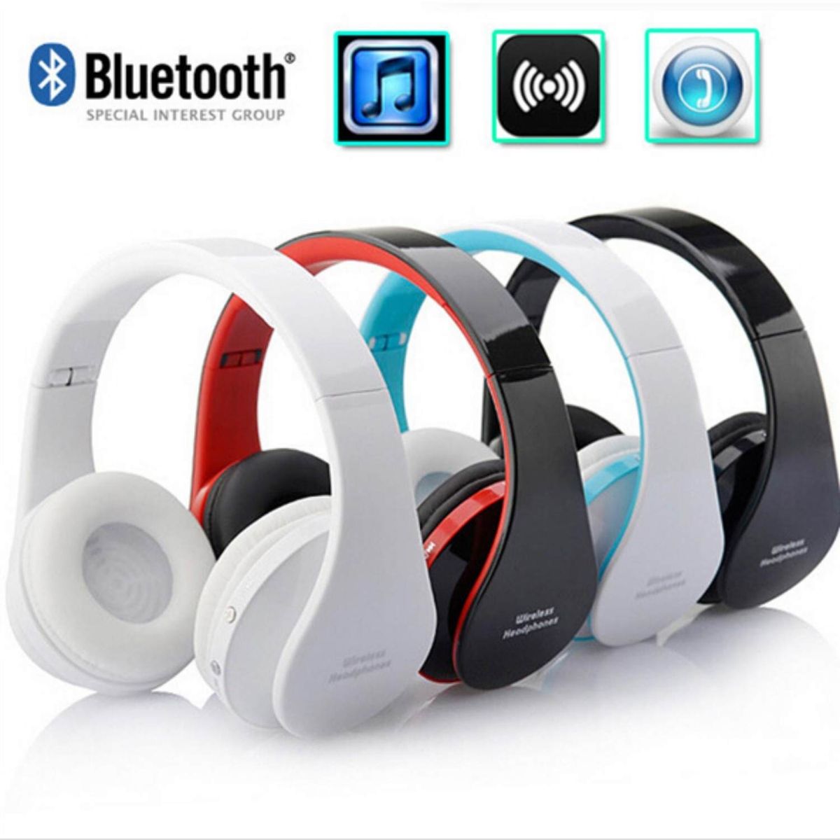 Bluetooth Headphones Wireless Stereo Headsets With Mic Support TF Card FM Radio Headphone (black) BDZ