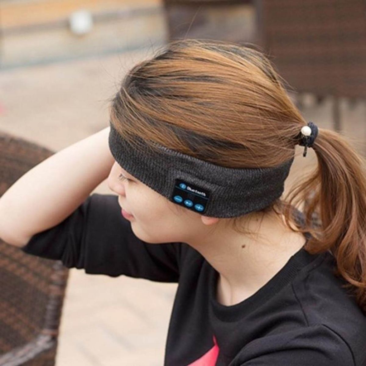 Bluetooth Knit Headband Sweatband Wireless Headphone HeadsetDarkGrey  BDZ