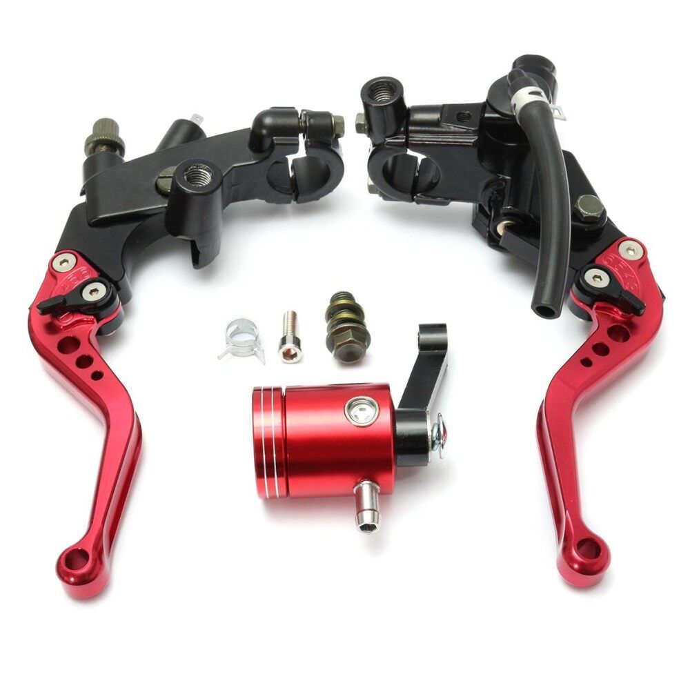 Motorcycle 22mm 7/8 Inch Handlebar Brake Clutch Master Cylinder Lever Reservoir （Gold） Red (red)