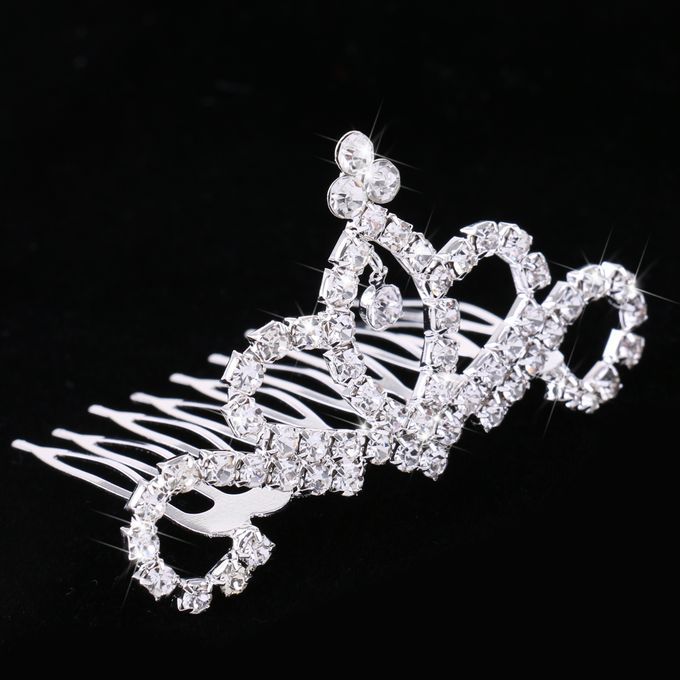 2pcs Bridal Girls Crystal Crown Tiara Hair Comb Wedding Party