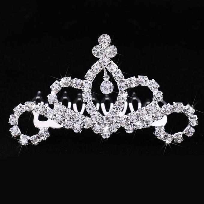 2pcs Bridal Girls Crystal Crown Tiara Hair Comb Wedding Party