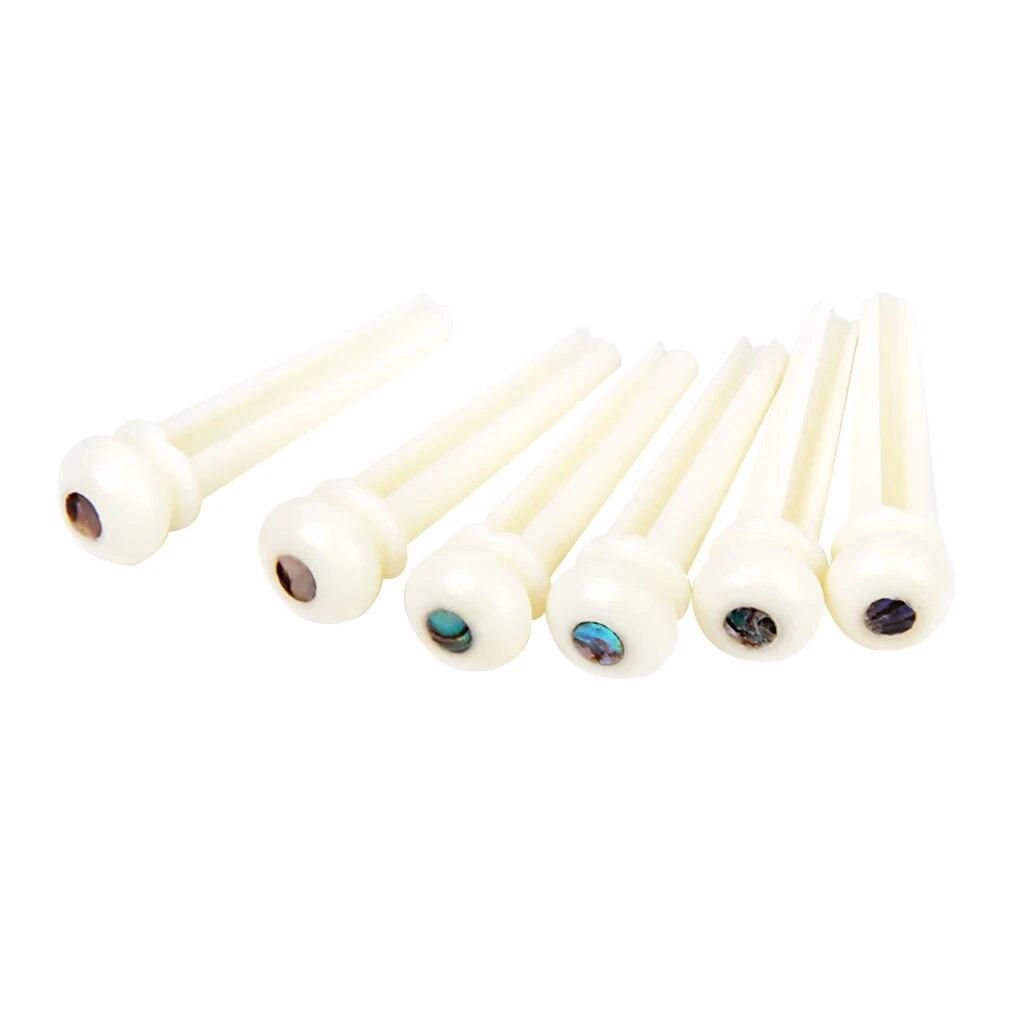 Set of 6 Beige Bone Bridge Pegs Endpins with Dot Inlaid for Acoustic Guitar Luthier Supply