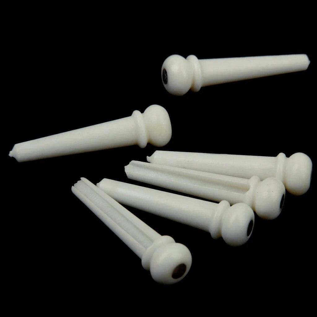 Set of 6 Beige Bone Bridge Pegs Endpins with Dot Inlaid for Acoustic Guitar Luthier Supply