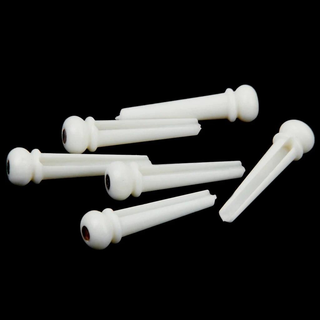 Set of 6 Beige Bone Bridge Pegs Endpins with Dot Inlaid for Acoustic Guitar Luthier Supply