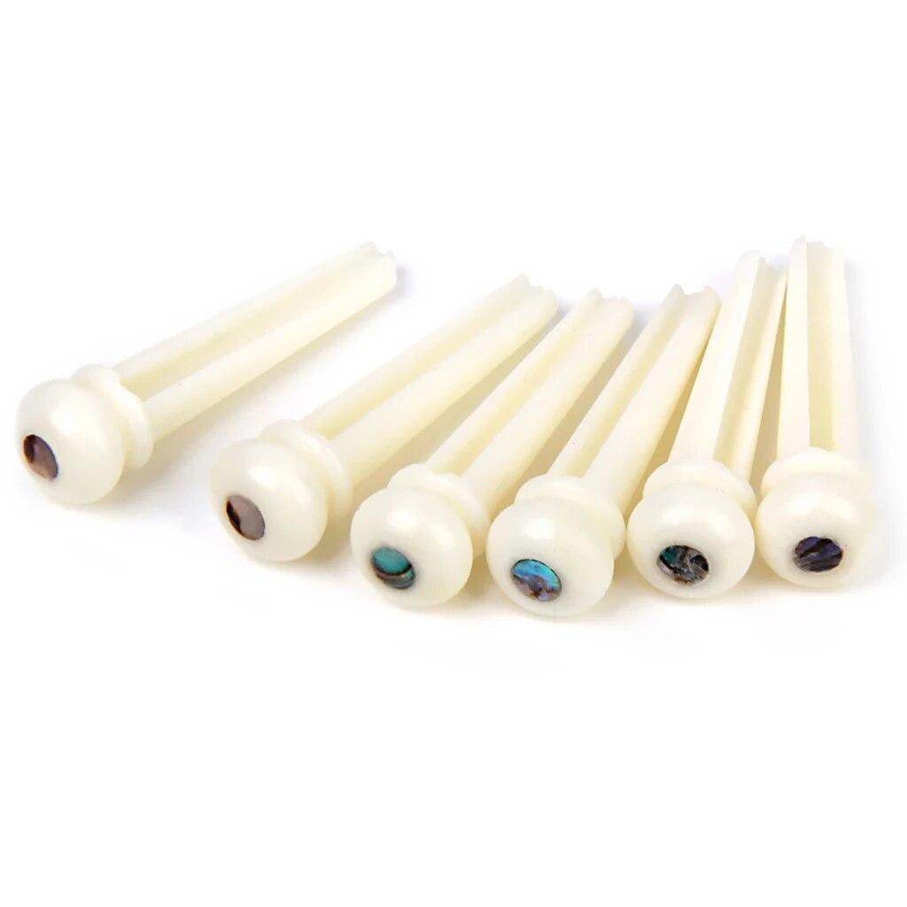 Set of 6 Beige Bone Bridge Pegs Endpins with Dot Inlaid for Acoustic Guitar Luthier Supply