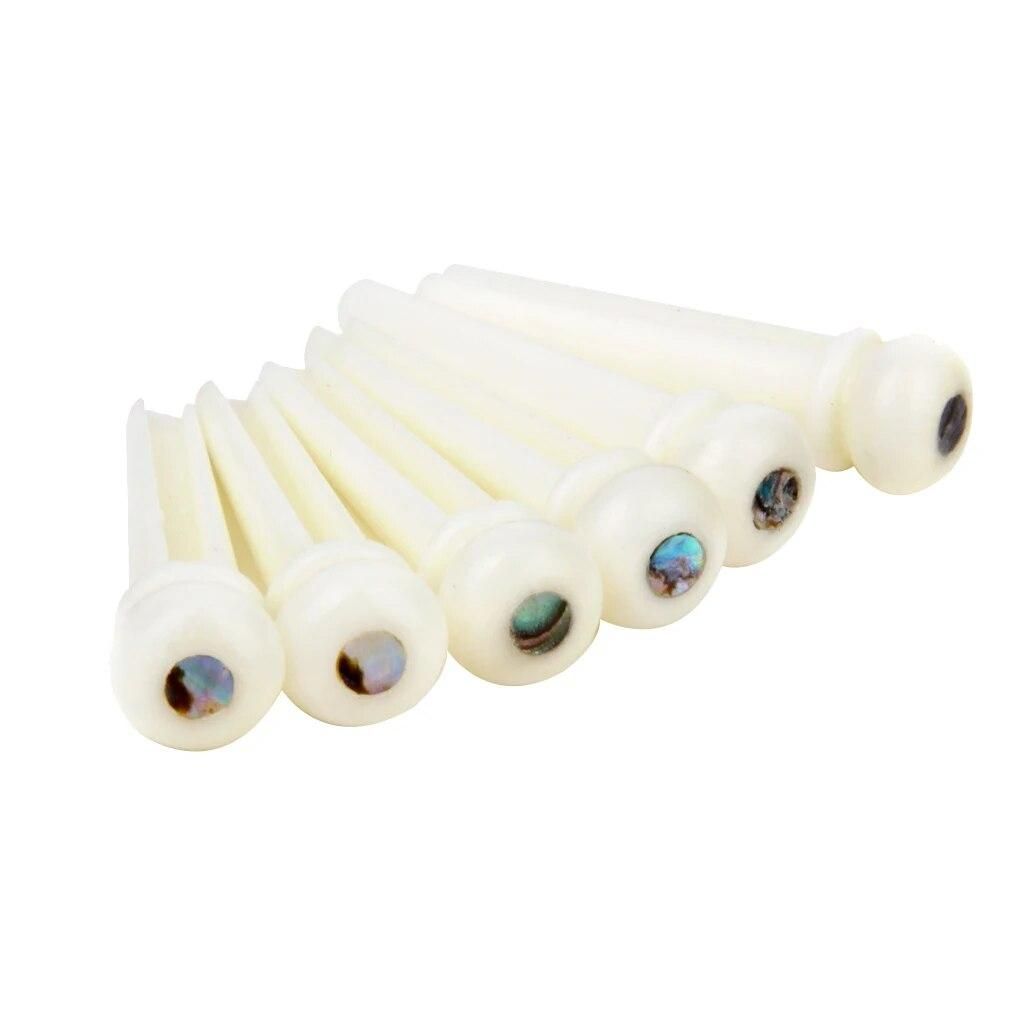 Set of 6 Beige Bone Bridge Pegs Endpins with Dot Inlaid for Acoustic Guitar Luthier Supply
