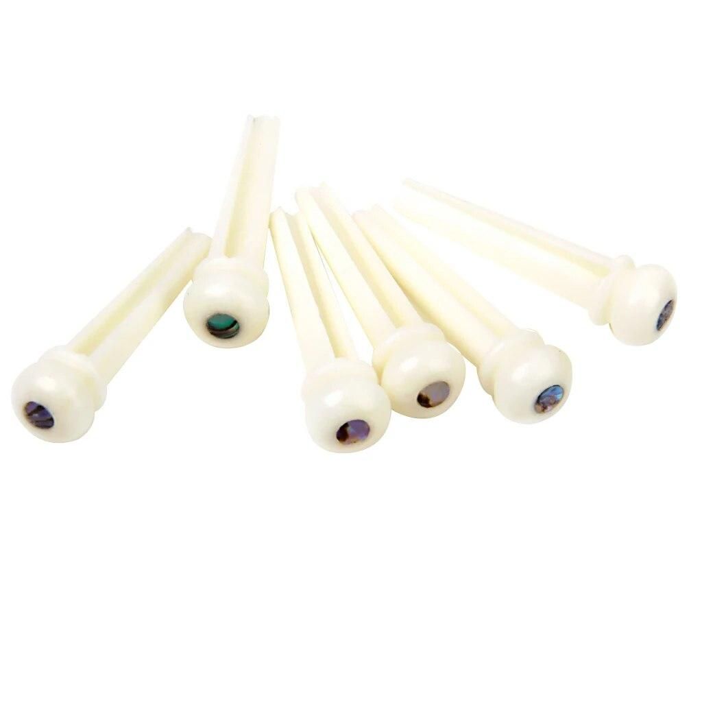 Set of 6 Beige Bone Bridge Pegs Endpins with Dot Inlaid for Acoustic Guitar Luthier Supply
