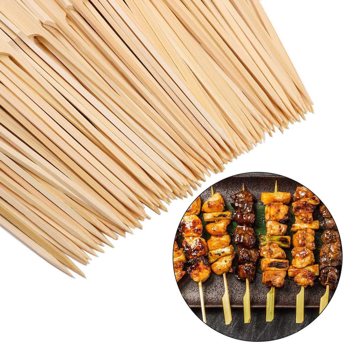 500Pcs Bamboo Paddle Skewers Barbecue Bamboo Skewers Sticks for Barbeque Kebabs Cocktails Buffets Party 12cm