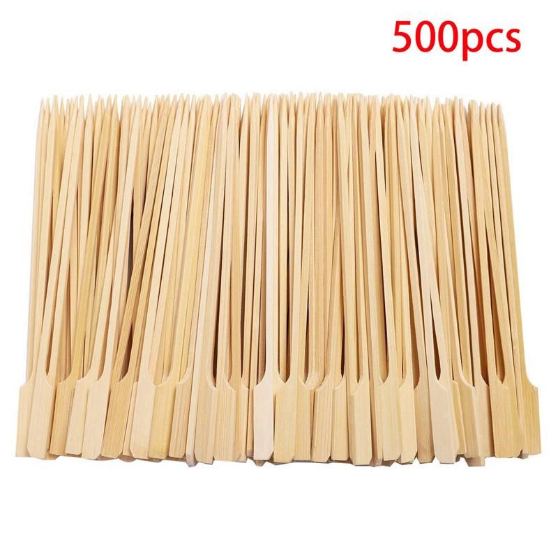 500Pcs Bamboo Paddle Skewers Barbecue Bamboo Skewers Sticks for Barbeque Kebabs Cocktails Buffets Party 12cm