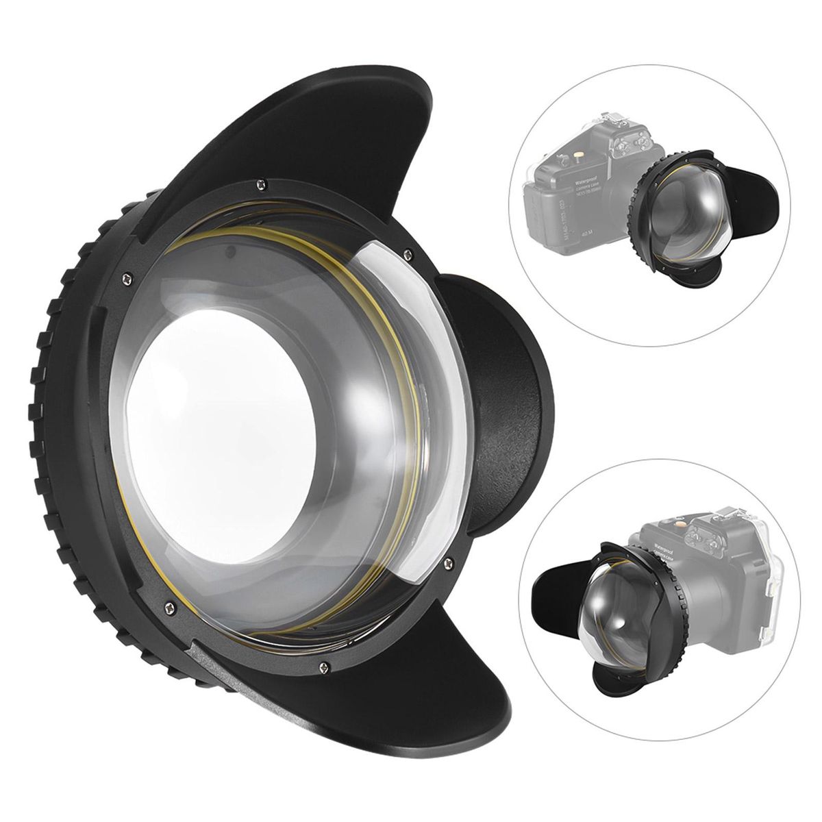 MEIKON Underwater Camera 200mm Fisheye Wide Angle Lens Dome Port Case Shade Cover 60m/ 197ft Waterproof 67mm Round Adapter for Camera Diving Housing