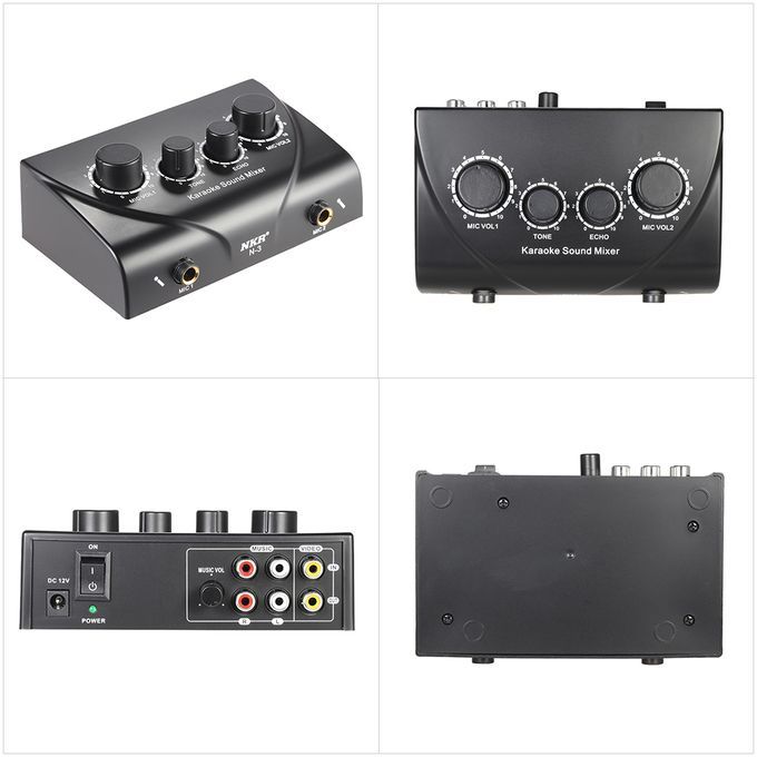 Portable Karaoke Sound Audio Stereo Echo Mixer Dual Mic