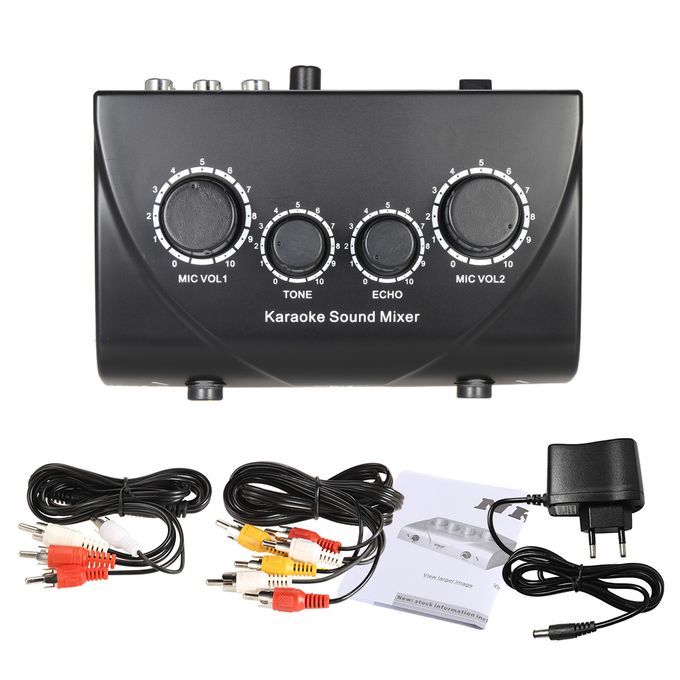 Portable Karaoke Sound Audio Stereo Echo Mixer Dual Mic