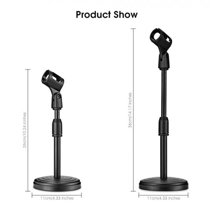 Microphone Stand With Compact Round Base Adj For Speech