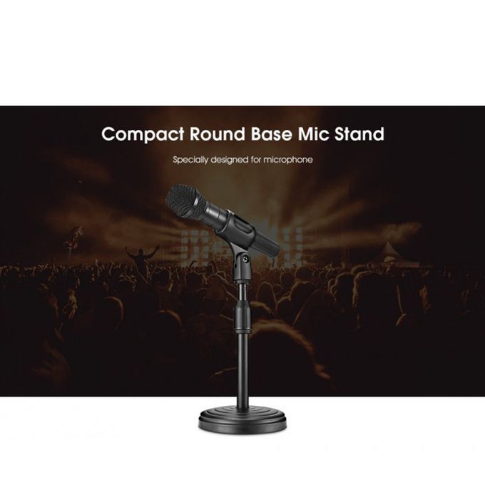 Microphone Stand With Compact Round Base Adj For Speech