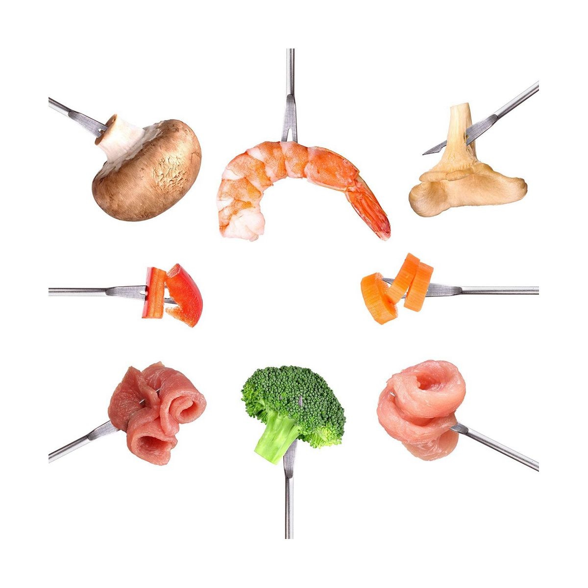 24 Pack Stainless Steel Fondue Forks 12 Wood Handles and 12 Stainless Steel Handles Heat Resistant Smores Sticks
