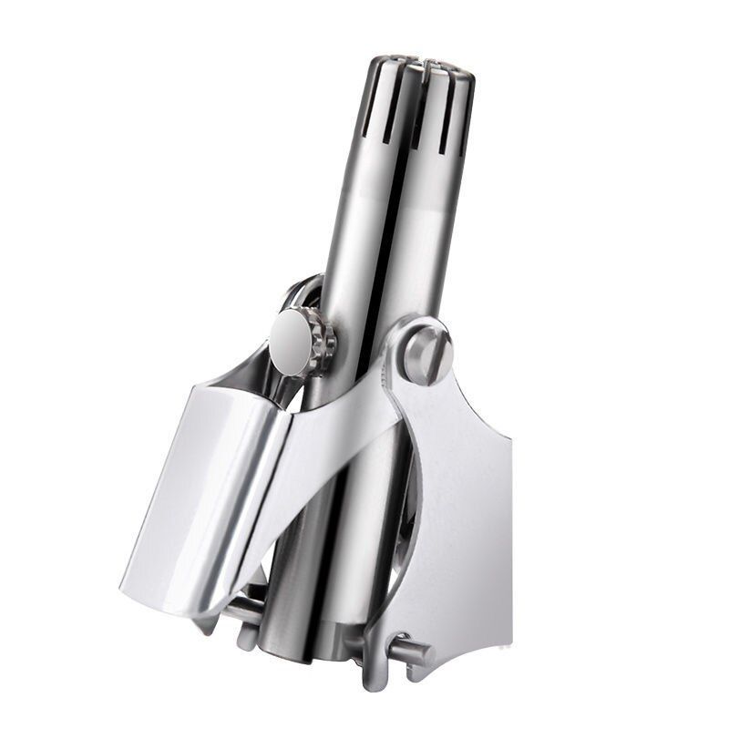 Nose Hair Trimmer Men's Manual  Nostril Ear Hair Cleaner Uni Round Head Washable Portable Trimmer-Matte Silver