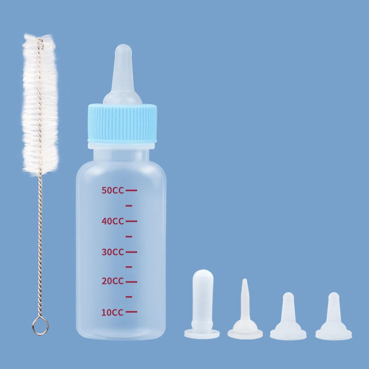 6Pcs Dog Milk Bottle Pet Kitten Puppy Milk Feeding Bottle Blue