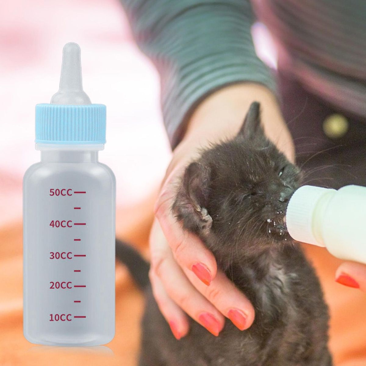 6Pcs Dog Milk Bottle Pet Kitten Puppy Milk Feeding Bottle Blue