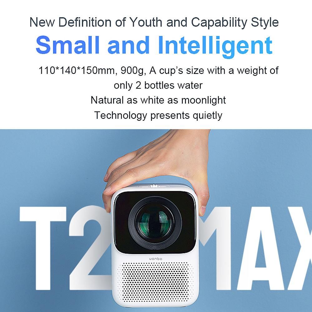Global Version Wanbo Smart Projector T2 MAX LCD Projector LED Support 1080P Vertical Keystone Correction HDM Interface USB Connection Portable Mini Home Theater Projector